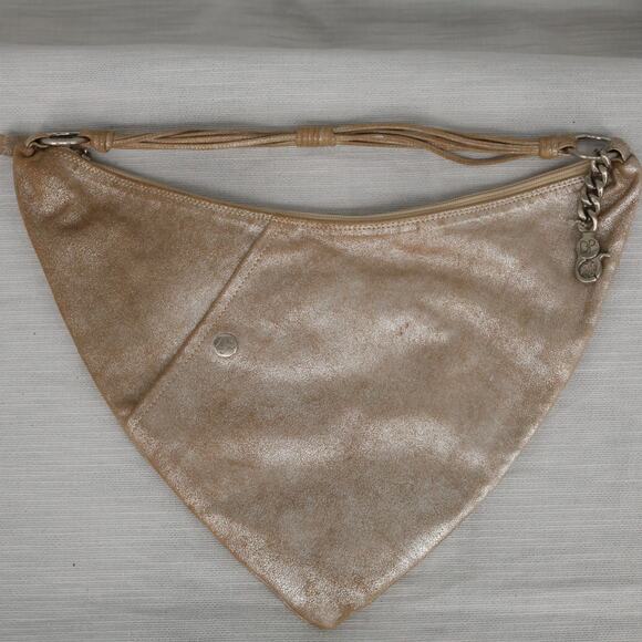 Donald J Pliner Couture Bag Womens Gold Metallic Leather Zip Small Hobo Handbag - Picture 15 of 16